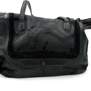 Elliott Lucca Black Leather & Suede Shoulder Bag